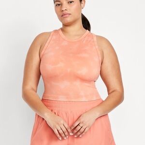 Old Navy Peach Tie-Dye Fitted Cropped Tank Top